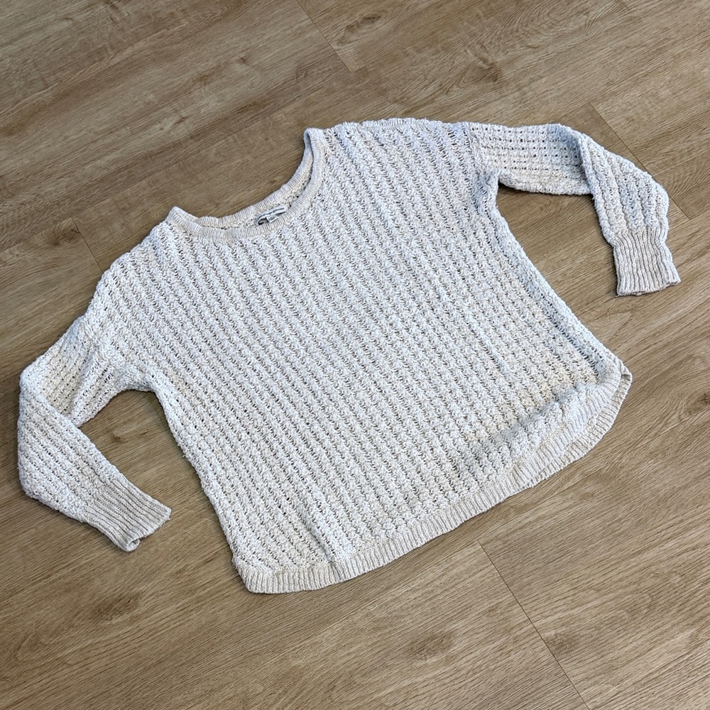 American Eagle Outfitters Cream Textured Crewneck Sweater